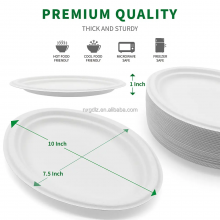 10 Inch Sturdy Greaseproof Microwavable Compostable Disposable Bamboo Fiber Restaurant Party Paper Plate Biodegradable thumbnail-2