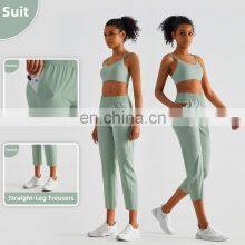 Elastic High Waist Peach Hip Lift Fitness Sweatpants Women Jogging Trouser With Side Pocket thumbnail-2