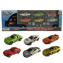 XINYU Diecast Trailer Truck Play Set With 6 PCS of Die Cast Cars 1/64 Scale thumbnail-1