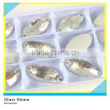 Sew on Glass Stone Clear Crystal Horse Eye Shape Stone 2 Holes