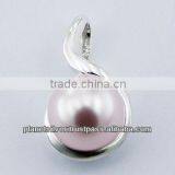 Small Austrian Crystal Pearl 925 Sterling Silver Pendant thumbnail-1