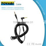 3.5mm coiled audio aux cable, spring aux cable with male to male