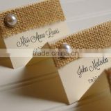 Burlap and Rustic Pearl Place Cards wedding Table Numbers card