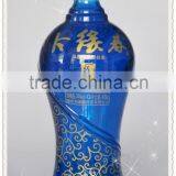 blue painting beverage glass bottle