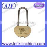 AJF 50MM Double Heart Lover Padlock With Rose Lasered for Valentine's Day Gift