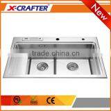 Factory Direct Sale Overmount Kitchen Sink Double Bowl With Drainboard thumbnail-1