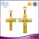 Factory Wholesale Double Layer Big and Small Stainless Steel Gold Cross Necklace Pendant thumbnail-1