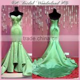 Real sample draped bodice long trail mother of bride dress