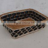 Dark Green Rectangular Rattan Basket thumbnail-1