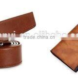 Promotion Brown Leather Gift Set of Gents Wallet & Gents Belt for New Year Gift thumbnail-2