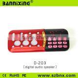 2015 New Products D-203 FM Radio Mini Hifi Portable Speaker