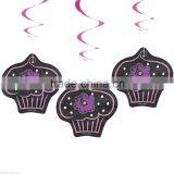Black Sweet Cupcakes Birthday Party Hanging Foil Swirls Decorations thumbnail-1