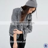 chinese clothing manufacturers women winter jacket wholesale stripe ribbing collar women bomber jacket                        
                                                                                Supplier's Choice