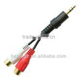 3.5mm Jack to 2 x RCA Phono Audio Cable Gold Lead Connector