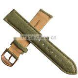 Stamped Logo Canvas Stitched Italian Leather Watch Straps