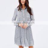 Apparel New Arrivals Autumn Herringbone Woman Long Sleeve Pleated Casual Dress thumbnail-5