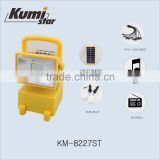 KM-8227ST with MP3 and radio solar power rechargeable led emergency lamps