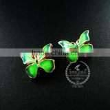 16mm*14mm gold plated alloy green enameled butterfly DIY metal beads jewelry supplies 3000041
