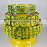 Designer Yellow Anqtique Finish Cake Stand,Colorful Wedding Cake Stand, Gold Lid ,Brass Cap 3 Pieces