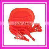 16 Pcs Plastic Oval Plate Tableware Picnic Set thumbnail-1