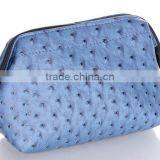 Fashion PU Ostrich Grained Leather Makeup Cosmetic Pouch Bag Storage Holder Case Hand Bag thumbnail-1