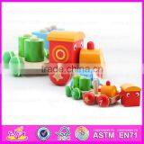 Цветной деревянный игрушечный поезд с вытягиваемыми фигурными блоками для детей, игрушка на тягу по линиям, топовый товар по стандарту EN71, деревянный игрушка - поезд, OEM W05C025 thumbnail-6