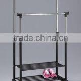 Adjustable Rolling Clothes Rack With Two Shelf thumbnail-1