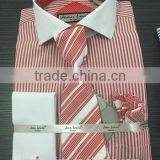 Stock USA Men Oxford Stripes Dress Shirt With Tie/Hankie/Cufflinks thumbnail-6