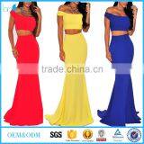 Pictures of Long Skirts and Tops for Women's Two Piece Off Shoulder Crop Top Maxi Mermaid Skirts Dress Set thumbnail-1