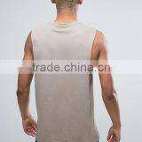 2017 High Quality New Design Summer Custom Brown Color Gym Wear Comfortable Cotton Polyester Fashion Men's Sport Tank Vest thumbnail-2