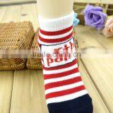 Handmade Christmas Red With White Stripes Baby Socks Wholesale thumbnail-2