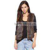 HAODUOYI Women Brown Gradient Oversized Stripe Faux Fur Waistcoat thumbnail-6