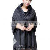 CX-B-P-34A Fur Trimmed Cape Fashion Fur Pashmina Shawl thumbnail-6