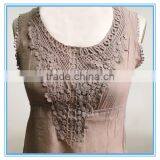 Fashion Chiffon Lady Top Designer Girl Latest Design Sleeveless Lace Crochet Top thumbnail-5