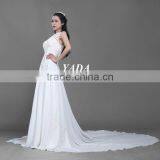 New Fashionable Beaded Embroidery Sleeveless Lace Wedding Dress thumbnail-2
