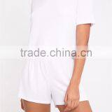 Basic White Women PJ Set Plain Cotton Short Pajamas Summer Pyjama Wholesale thumbnail-6