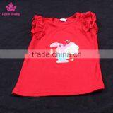 High Quality Embroidered Bunny Girls Cotton Summer Short Ruffle Outfits Kids Boutique Outfit thumbnail-3