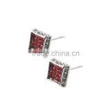 Customized Insert Red Diamond Unisex Sterling Silver Stainless Steel Hiphop Earrings Wholesale thumbnail-1