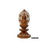 Wood Sculpture Handmade Buddha in Meditation Over Lotus thumbnail-1