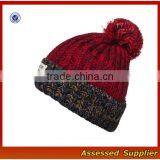 High Quality Hand-knitted Winter Cap Thick Knitting Wool Beanie Hat With Pom Pom thumbnail-1