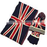 A028 Baby Kid Boy Girl Winter Knitted US Star,UK Hat+Scarf+Gloves 3Pieces Set thumbnail-1