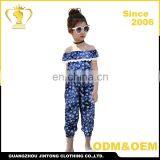 Wholesale summer children off shoulder jumpsuit lovely girl kids clothes