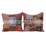 Indian Hand embroidered Cushion Covers cases decorative 17'' Patchwork Throw Pillow cover Cushion Cover ethnic art