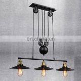 China Suppliers Single Head Three Lifting Pulley Black Iron Apparatus Chandelier