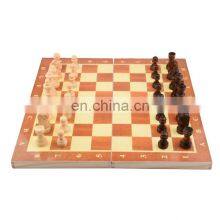 Chess Board Set Handcrafted Chess Game Folding Interior Storage Space Wooden Checkers Pieces
