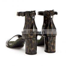 Ladies Fancy Design High Heel Patent Leather Sandals Shoes Women Covered Heel Shoe thumbnail-4