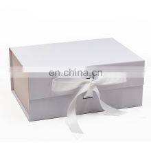 Wholesale 10cm deep white magnet closure folding gift mailer box with ribbon