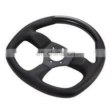 Univeral 13''/330mm Perforated Leather Race Steering Wheel, Classic Flat Carbon Steering Wheel thumbnail-3