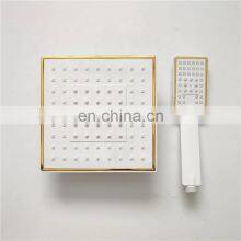 ABS Plastic Bathroom 8 Inches Shower Head White Gold Top Square Over Head Shower and Hand Shower Set thumbnail-1