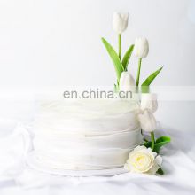 Amazon Hot sale Wave Bow Ribbon Tulips Artificial Flowers Wedding Party Home Cake Decoration Suppliers Gift Bouquet Silk Ribbon